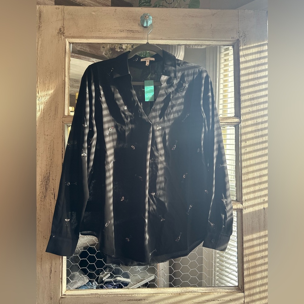 A83 NWT Maurices | Black Fun Cocktail Blouse